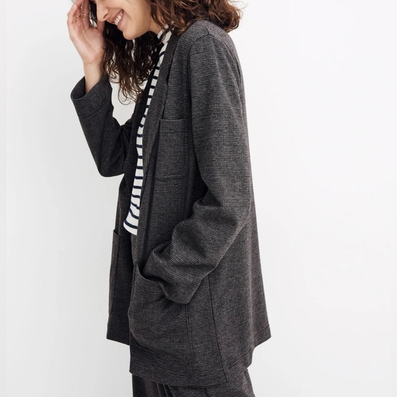 NWT Madewell Knit Blazer Cardigan in Plaid - Picture 2 of 14